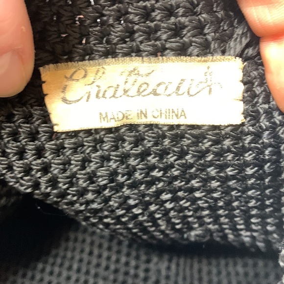 Chateau | Vintage Black Crochet 70’s Mini Backpack | Satchel | Unisex - Picture 8 of 12